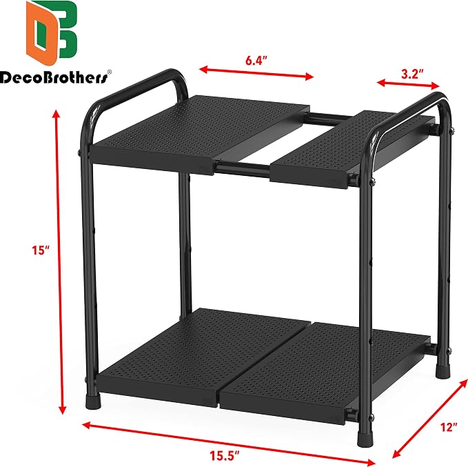 Deco Brothers Under Sink 2 Tier Expandable Shelf Organizer - Image 4