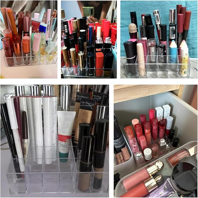 Tecbeauty Lipstick Holder, 24 Slots Clear Lipstick Organizer Acrylic Lipgloss - Image 6