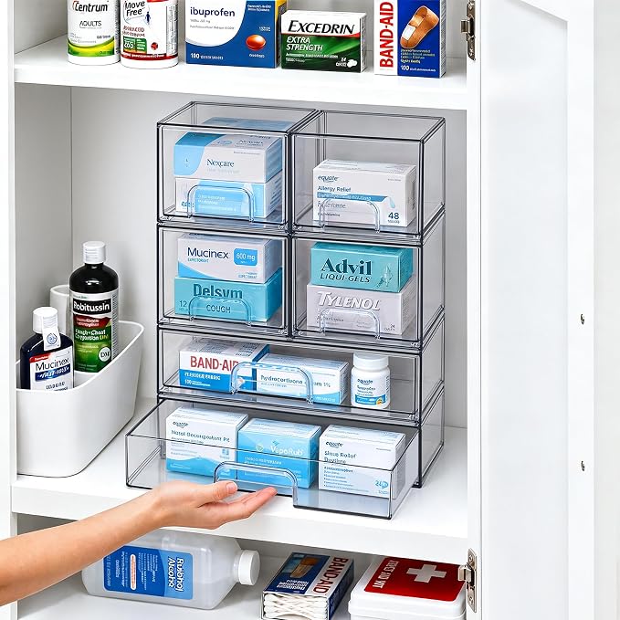 Clear Stackable Storage Drawers, Acrylic Bathroom Makeup Organizer, Plastic Bins - Image 5