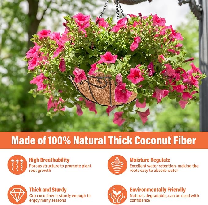 3 Pack 10 Inch Metal Hanging Baskets - Image 3