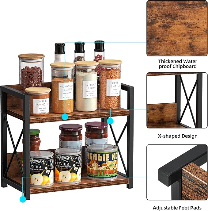 Giikin Countertop Shelf Organizer, 2 Tier Kitchen Spice Rack - Image 5