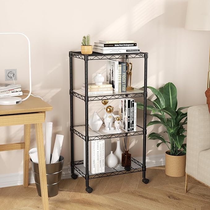 SINGAYE 4 Small Shelves Storage Shelf Wire Shelving Unit Metal Shelf Adjustable - Image 2