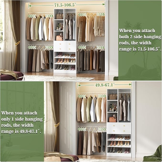 Besiost Closet System, 4.2–8.8 FT Closet Organizer - Image 2