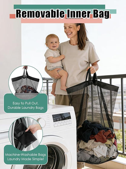 WTREE Laundry Hamper with Lid, Reinforced Sturdy Clothes Hamper with - Image 3