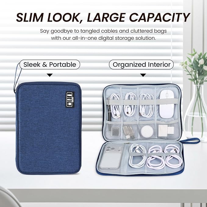 Large Slim Cable Organizer Travel Case, Single-Layer Electronic Accessories - Image 4