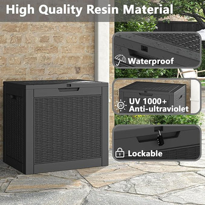 Deck Box, 31 Gallon Resin Outdoor Storage Box, Waterproof and UV Resistant - Image 6