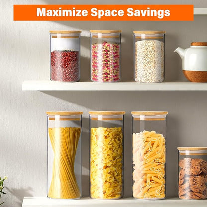 Glass Jars with Bamboo Lids Set of 12, Glass Storage Containers with Airtight - Image 6