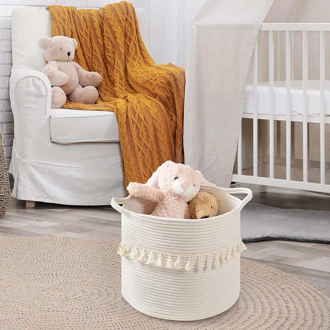 danpinera 3 Pack White Storage Baskets, Small Round Rope Baskets - Image 4