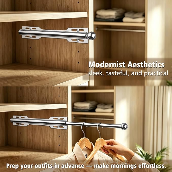 Valet Rod for Closet Pull Out, Standard Retractable closet rod organization rack - Image 4