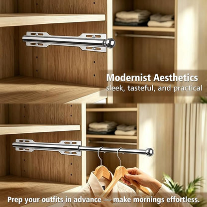 Valet Rod for Closet Pull Out, Standard Retractable closet rod organization rack - Image 4