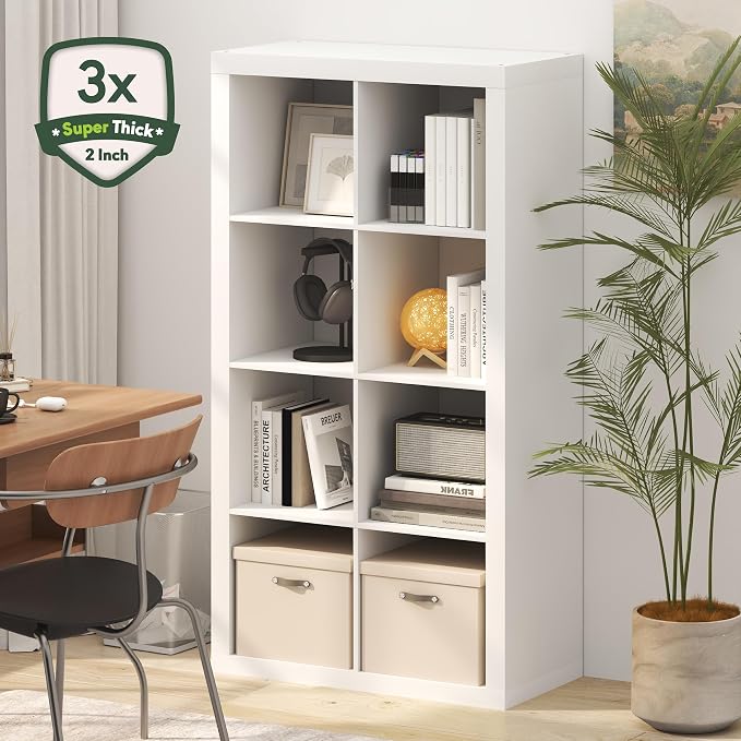 Furinno Cubicle Book Shelf, 8-Cube 2-Inch Super Thick Frame Bookshelf, - Image 4