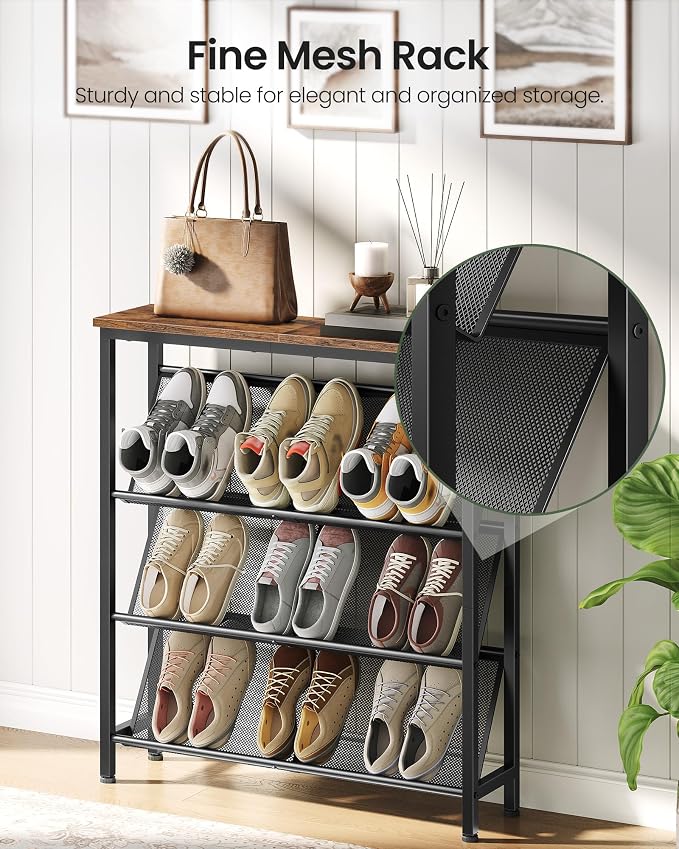 CHOEZON Shoe Rack, 4-Tier Slanted Shoe Storage Shelf, Narrow Shoe Rack - Image 7