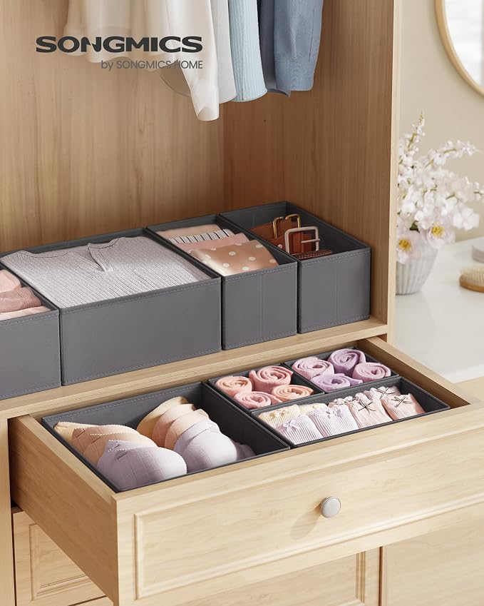 SONGMICS Drawer Organizer, Dresser Drawer Organizers, Foldable Fabric Storage - Image 2