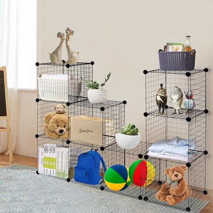Tangkula Metal Wire Cube Storage, 12-Cube Stackable Free Standing Cubby Storage - Image 4