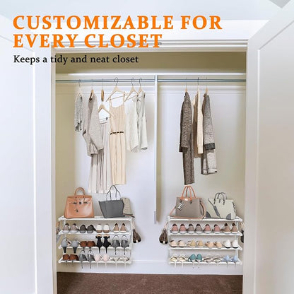 Wall Mounted Shoe Rack, 4 Tier Hanging Shoe Rack Holds 16 Pairs, Space Saving - Image 4