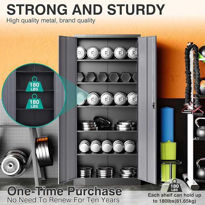 SISESOL Wide & Deep Metal Storage Cabinet - Image 7
