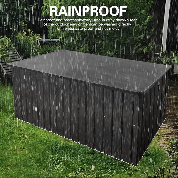 Outdoor Metal Storage Box, Lockable Weatherproof Deck Box, Heavy-Duty Terrace - Image 3