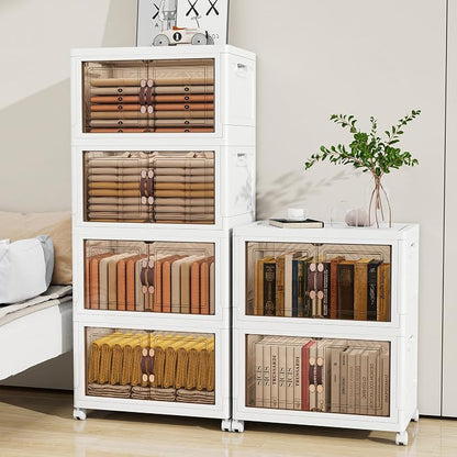 Storage Bins with 2 Lids and Wheels, Collapsible Bathroom Storage Cabinet with by Unknown