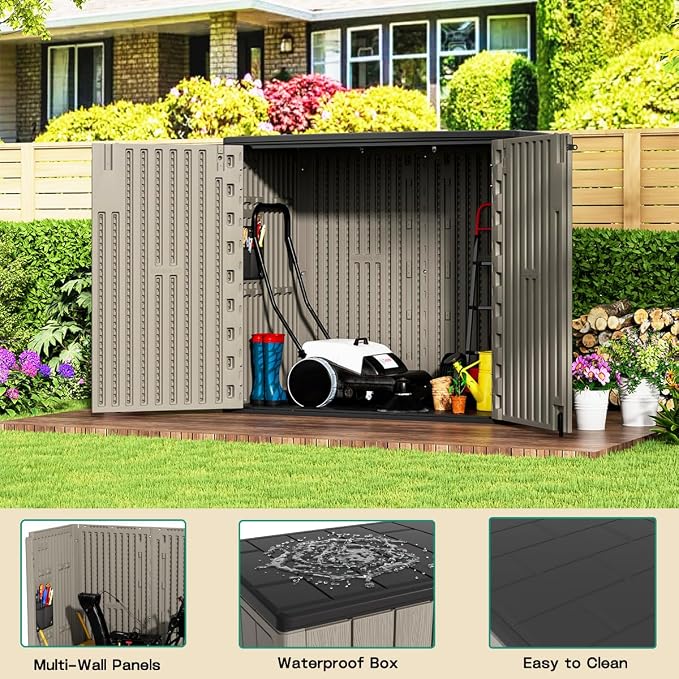 KINYING Outdoor Horizontal Storage Sheds, Outdoor Storage Cabinet Waterproof - Image 3