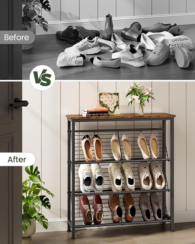 CHOEZON Shoe Rack, 4-Tier Narrow Shoe Storage Shelf, Slim Shoe Rack - Image 8