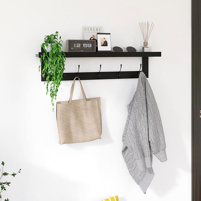 SMIBUY Coat Hooks with Shelf Wall-Mounted, 29.2 Inch Entryway Coat Rack - Image 6