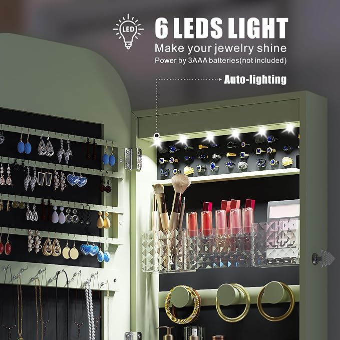 6 LED Mirror Jewelry Cabinet - Image 5