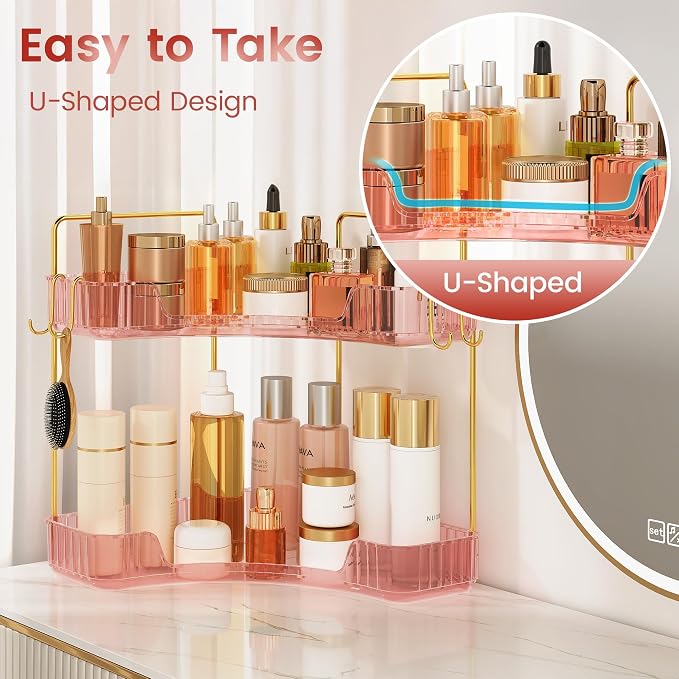 Delicate Pink 2-Tier Corner Counter Organizer - Image 5