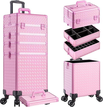 AROUS 5 in 1 Rolling Makeup Train Case Cosmetology Case on Wheels Large by Unknown