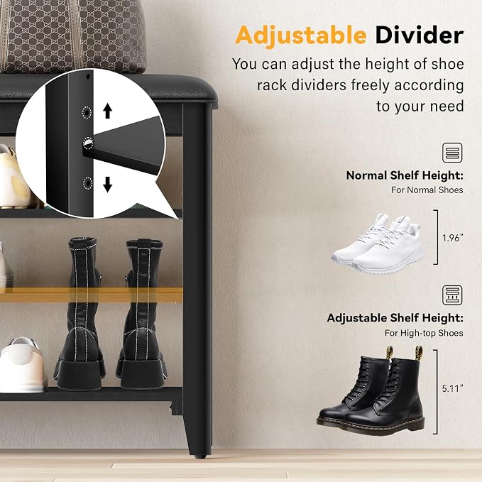 Taitiy Shoe Rack Bench Entryway Storage, Shoe Organizer Bench - Image 6