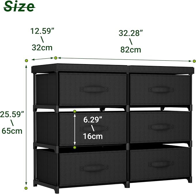 GcdPai Dresser with 6 Fabric Drawer Stand Desktop Sturdy Metal Plastic Support - Image 2