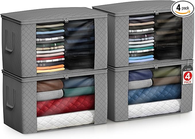 Sorbus Foldable Storage Bag Organizers, Large Clear Window & Carry Handles by Sorbus