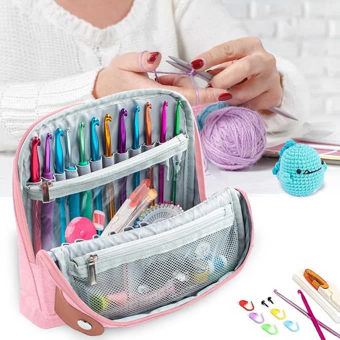 MYBAGZING Empty Crochet Hook Case, Stand-Up Waterproof Crochet Organizer - Image 6