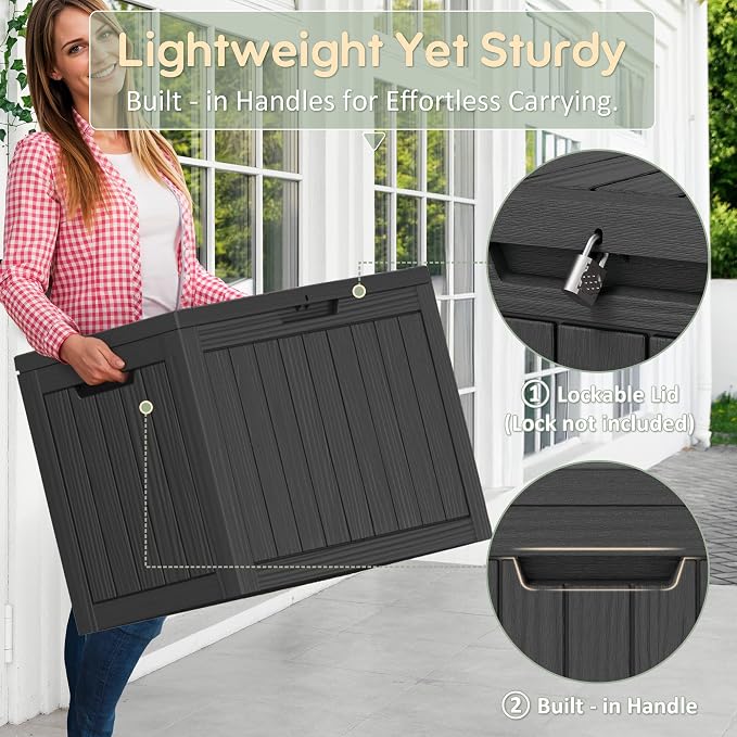 45 Gallon Outdoor Storage Deck Box Waterproof, Garden Tool, Backyard Cushion - Image 2