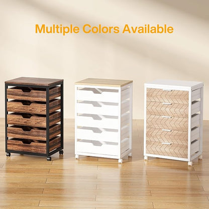 Tribesigns 5-Drawer File Cabinet, Wood Mobile Storage Unit, - Image 7
