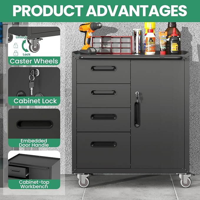 9-Piece Heavy Duty Steel Garage Cabinet System | All-in-One Modular Garage - Image 7