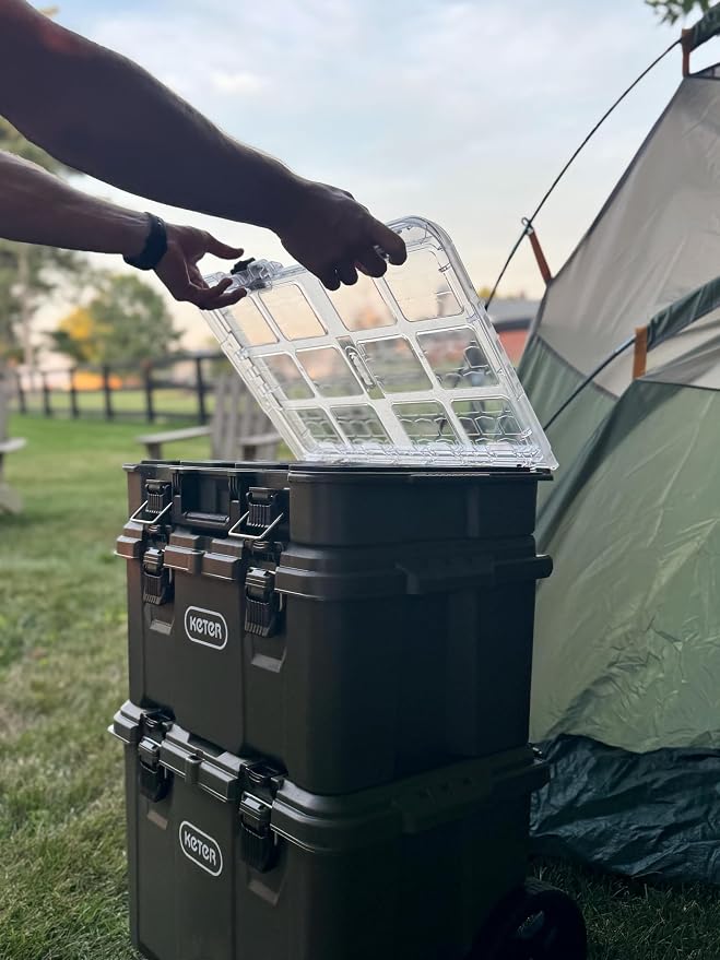 Keter Stack-N-Roll Outdoor Gear Organizer, 3-Piece Rolling Storage System | - Image 2