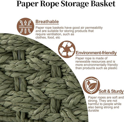 OIAHOMY Toilet Paper Baskets Handmade Paper Rope Decorative Wicker Storage Tank - Image 4