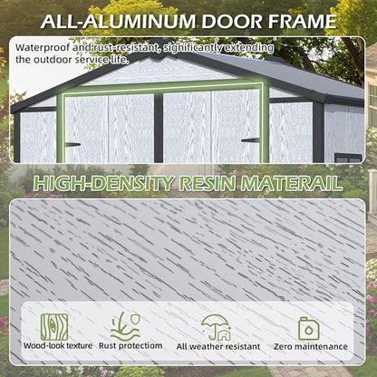 6x4 FT Plastic Outdoor Tool Shed, All-Weather Resin Garden Shed - Image 6
