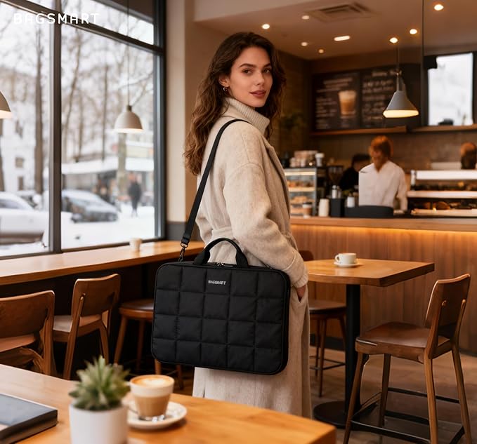 BAGSMART Laptop Case with Handle, Puffy Laptop Sleeve Bag - Image 2