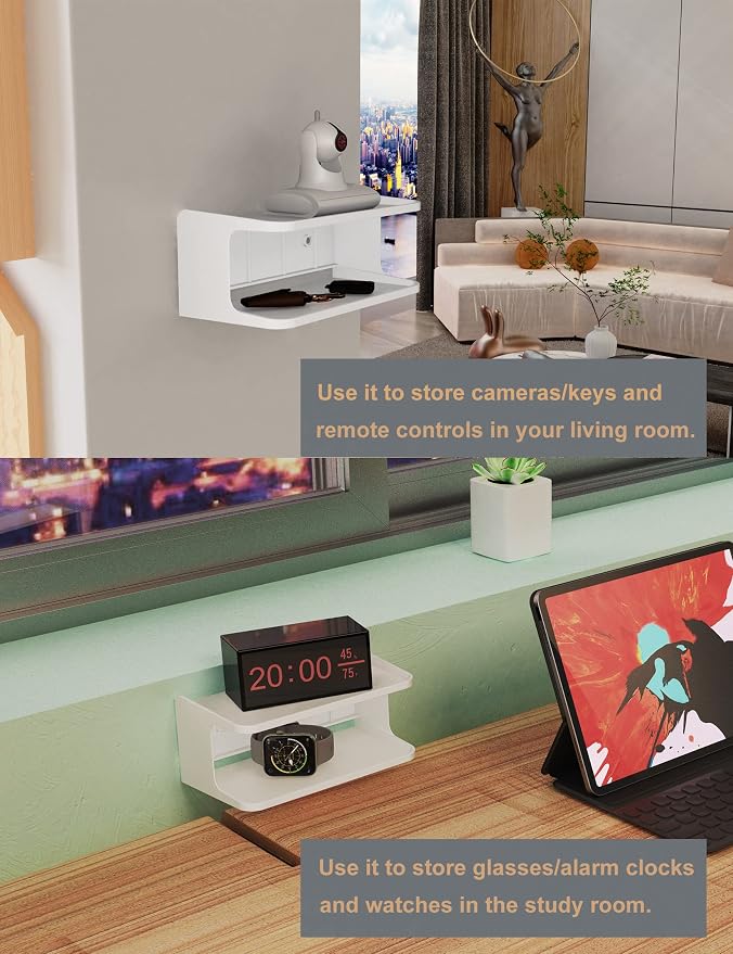 2-Shelf Bedside Shelf Organizer, Modern/Contemporary Style, Wall Mount - Image 5