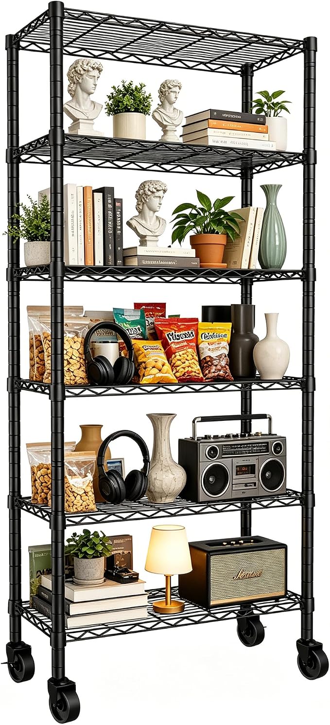 REGILLER 6-Wire Shelving Metal Storage Rack Adjustable Shelves, Standing - Image 4