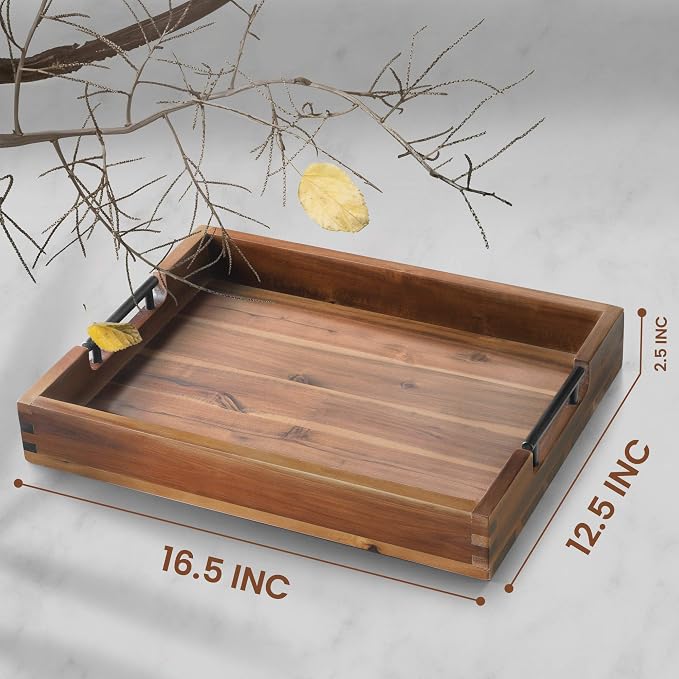 Ottoman Tray, Acacia Wood Serving Tray - Image 2