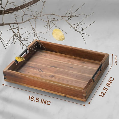 Ottoman Tray, Acacia Wood Serving Tray - Image 2