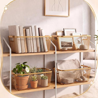 Ziliny 4 Pcs Gold Large Metal Wire Basket - Image 4