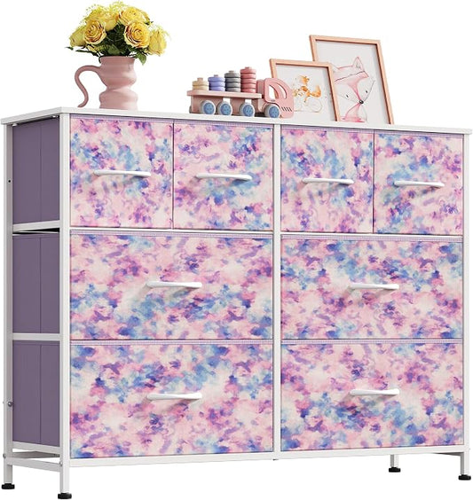 WLIVE Wide Dresser for Bedroom, 8 Drawer Chest of Drawers, Tie-Dye | 8 roomy by WLIVE