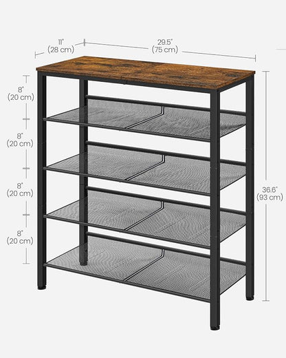 VASAGLE Shoe Rack for Entryway, Freestanding, Adjustable, Industrial | 5-Tier - Image 3