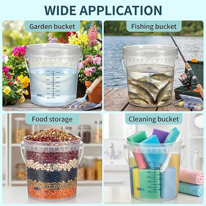Small Bucket with Lid, 0.3gal PP Clear Bucket with Graduated Pail Measuring - Image 7