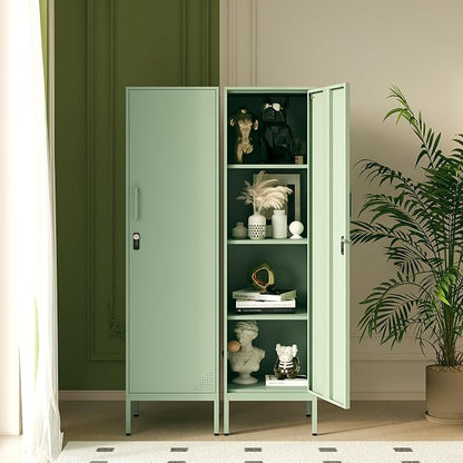 Green Metal Locker Cabinet, 59.1" Lockable Storage Locker - Image 6