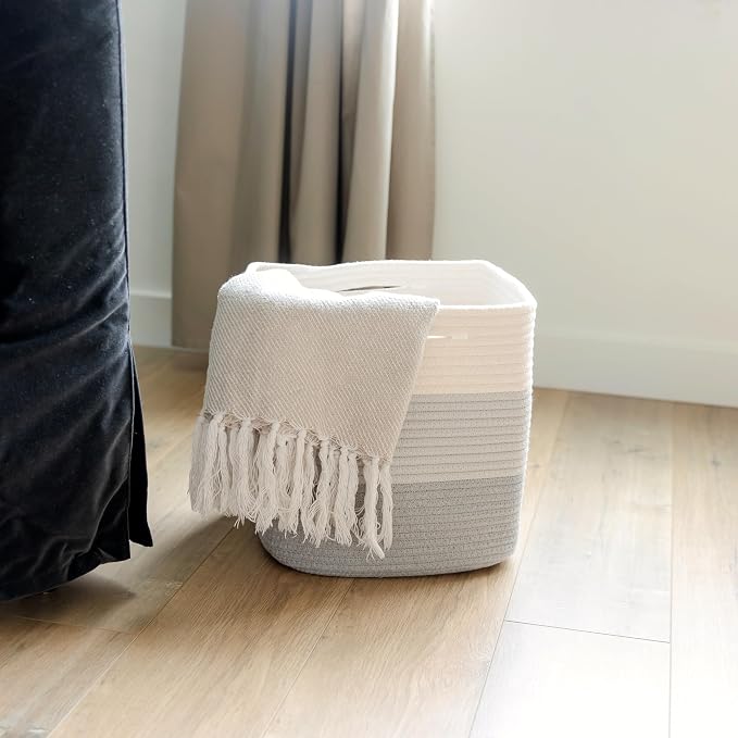 NaturalCozy 13 Inch Cube Storage Bins Cotton Rope Woven Baskets - Image 9