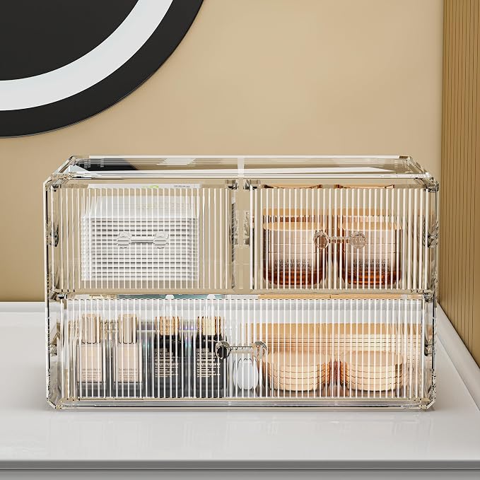 ZHIAI Stackable Storage Drawers, Acrylic Bathroom Counter Organizer Clear - Image 3